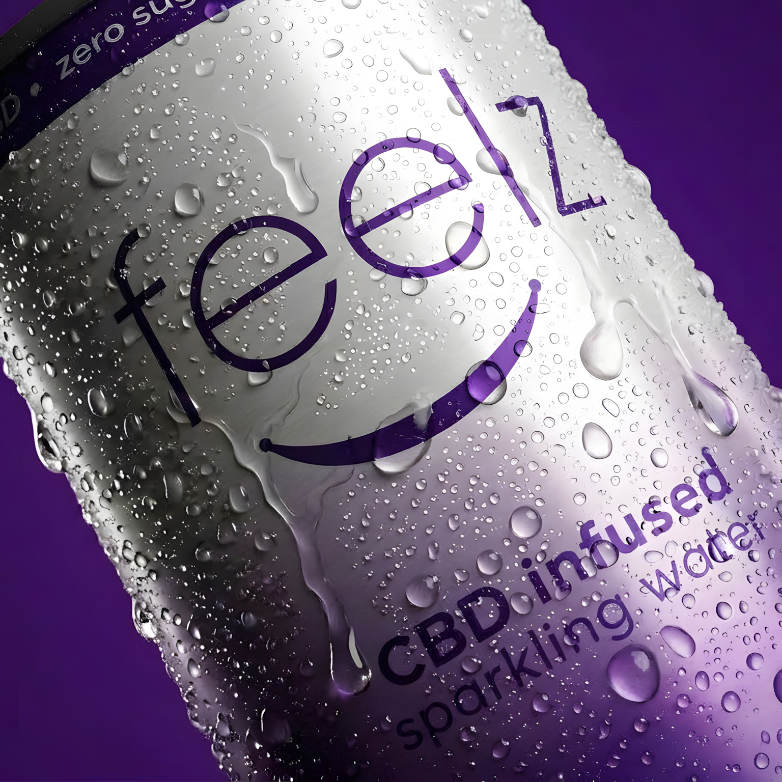 Feelz CBD Enhanced Sparkling Water purple can and box packaging